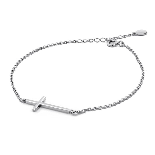 Silver cross bracelet 925 sterling 