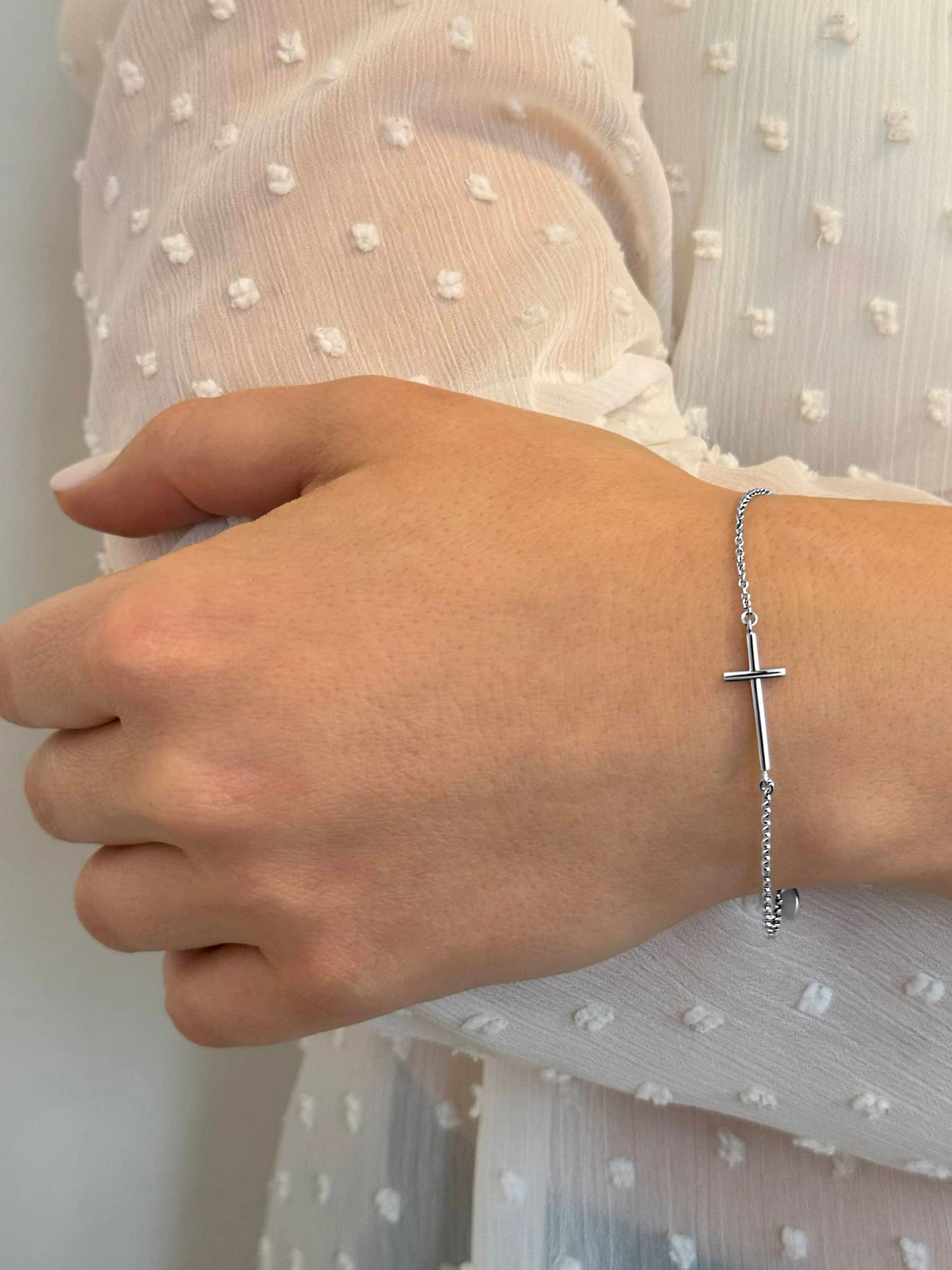 Срібний браслет з хрестиком 925 | Silver Cross Bracelet |2081