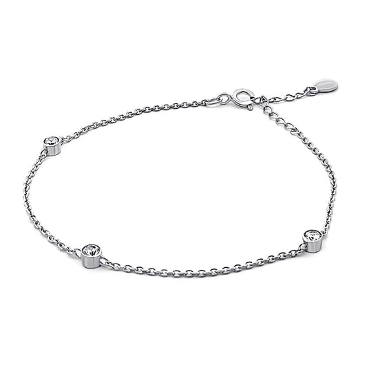 Silver Bracelet with 3 Stones | Срібний браслет із 3 камінцями 925 | 2100