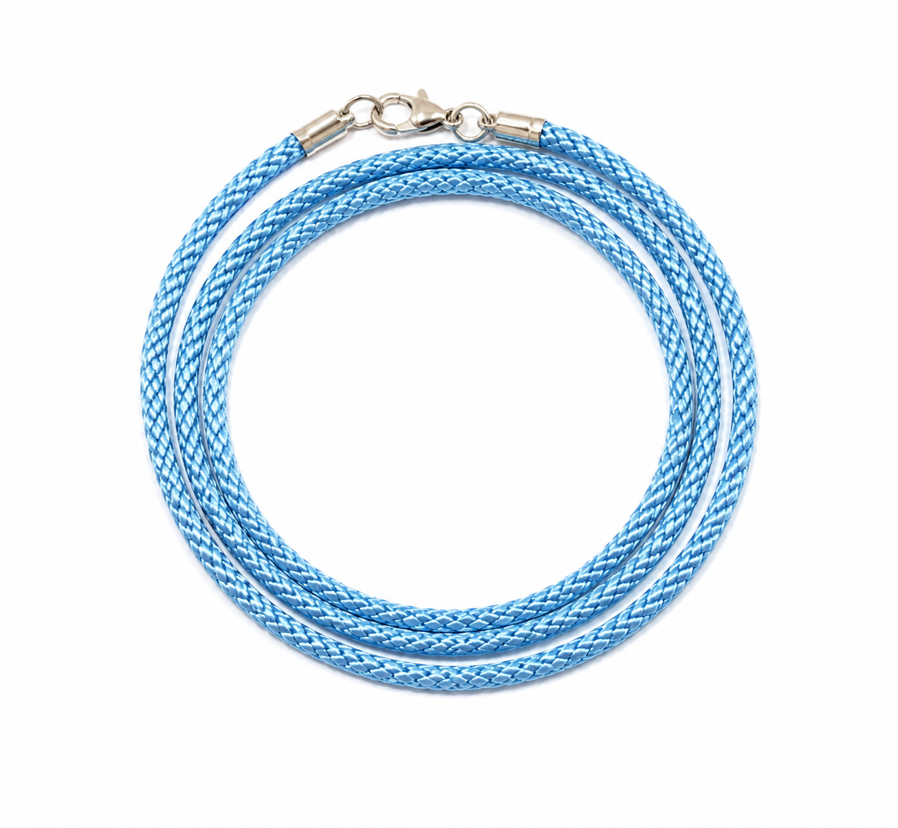 Light Blue Protective Cord with Sterling Silver 925 Clasps | Блакитний шнурок зі сріблом 925пр