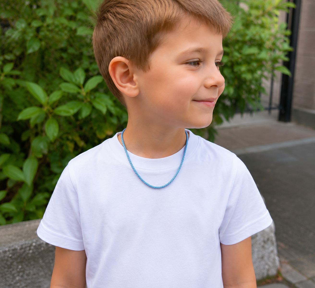 Light Blue Protective Cord with Sterling Silver 925 Clasps | Блакитний шнурок зі сріблом 925пр