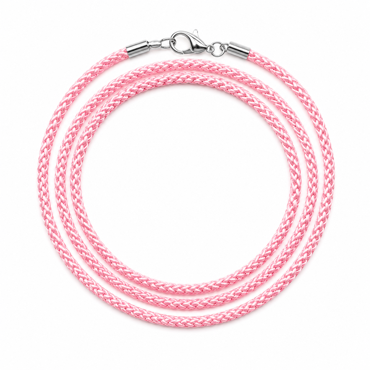 Pink Protective Cord with Sterling Silver 925 Clasps | Рожевий шнурок зі сріблом 925