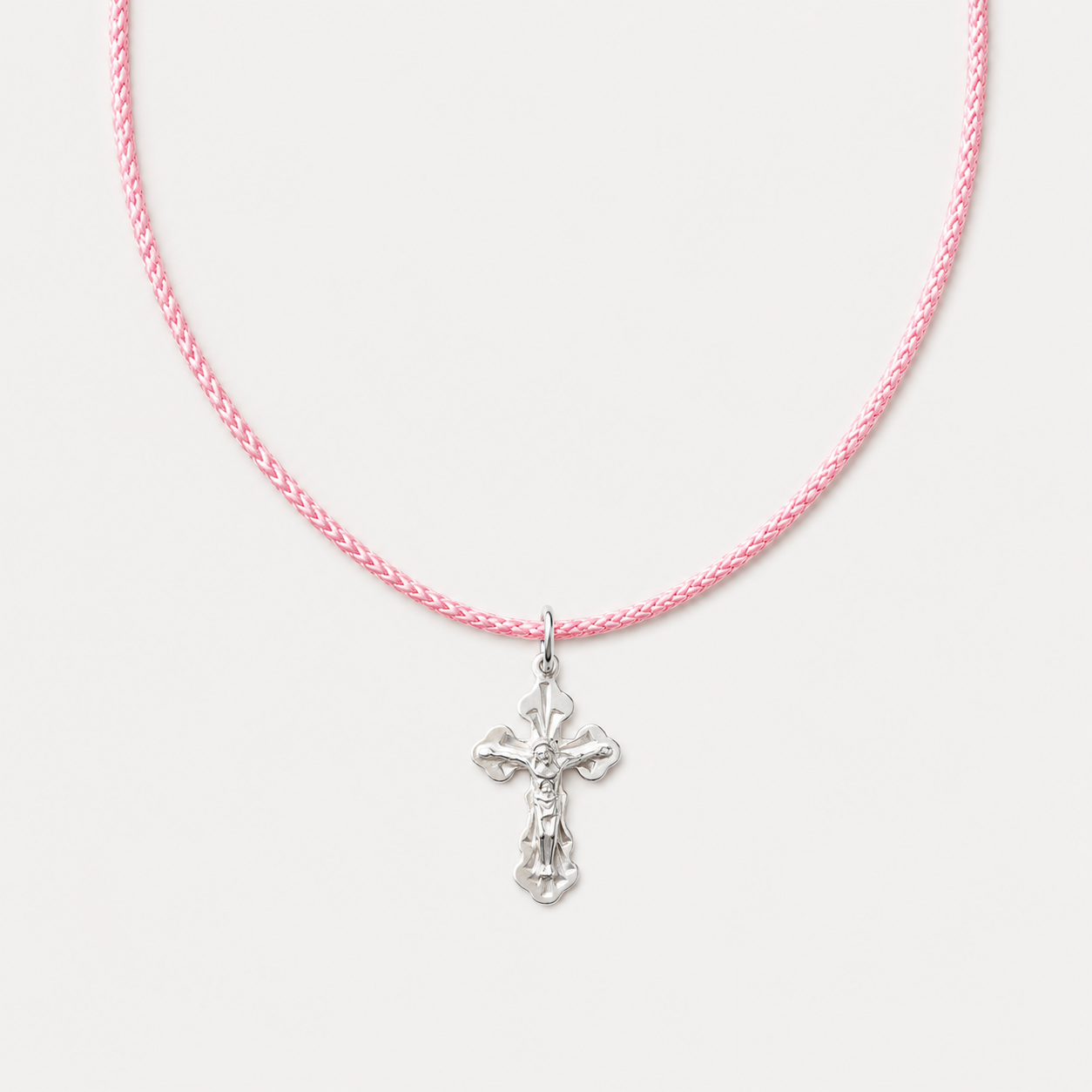 Pink Protective Cord with Sterling Silver 925 Clasps | Рожевий шнурок зі сріблом 925