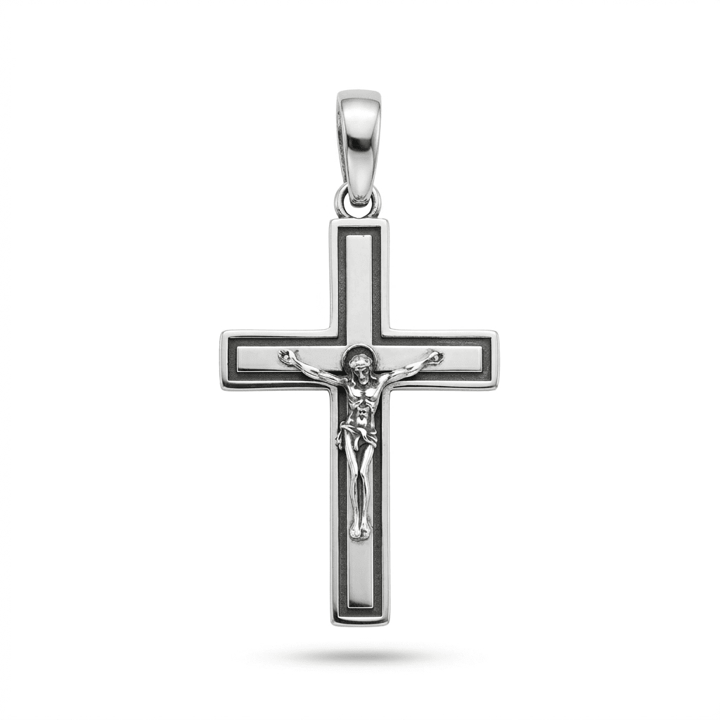 Silver Crucifix Pendant 925 | Срібний хрестик з Розп’яттям |5217