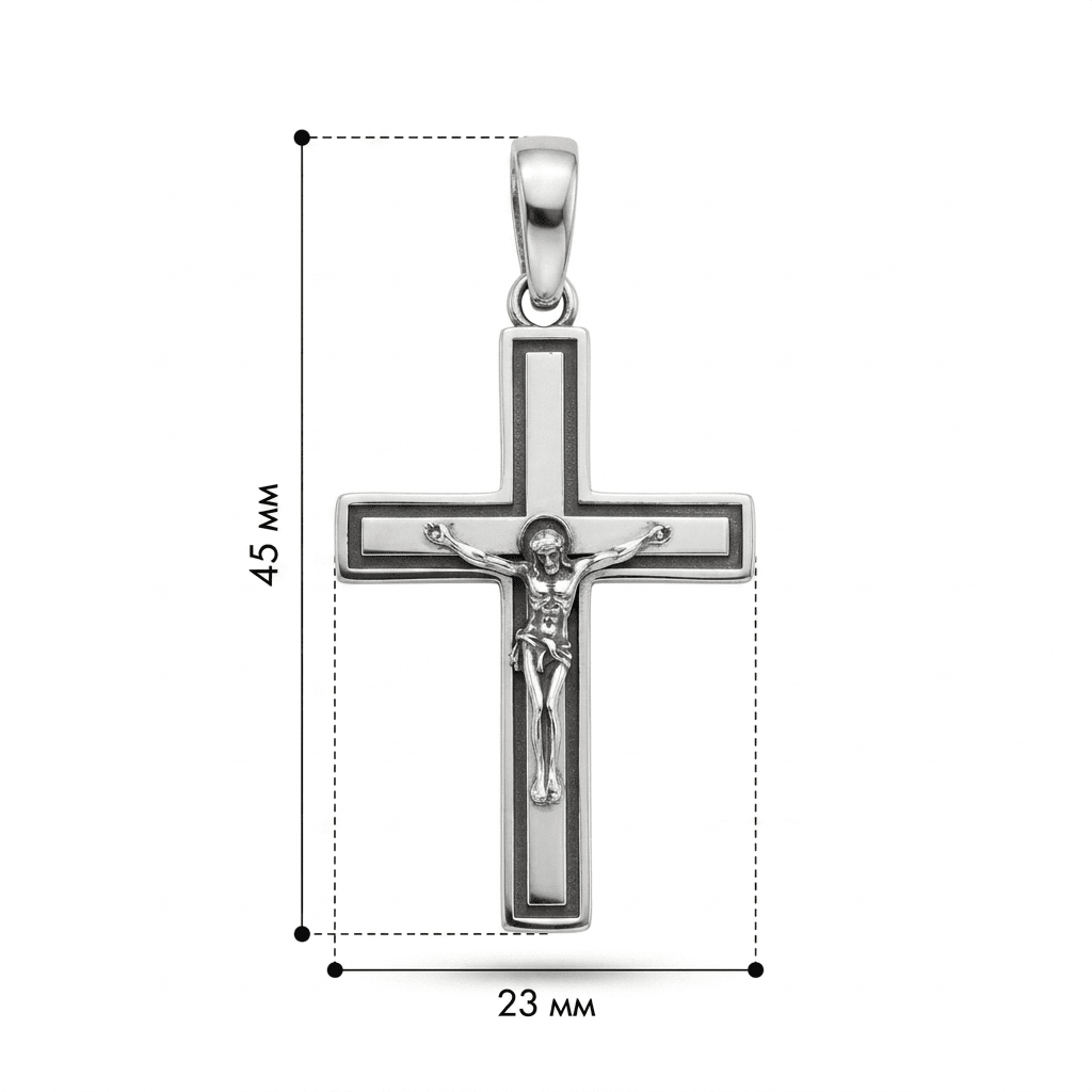 Silver Crucifix Pendant 925 | Срібний хрестик з Розп’яттям |5217