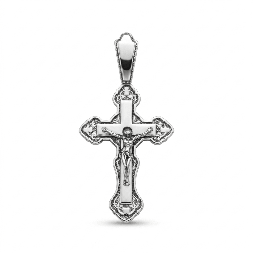 Silver Cross Pendant 925 | Срібний хрестик з Розп’яттям |5223