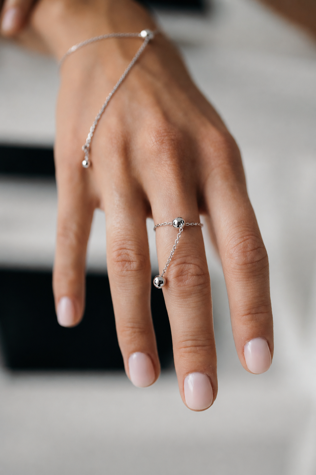 Sterling Silver Adjustable Ball Ring 925 | Срібна безрозмірна каблучка з кульками| 720