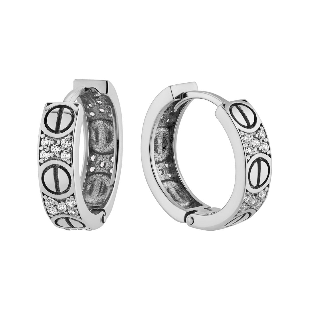 Sterling Silver Harmony Hoop Earrings with Cubic Zirconia | Срібні сережки Гармонія з цирконієм|848