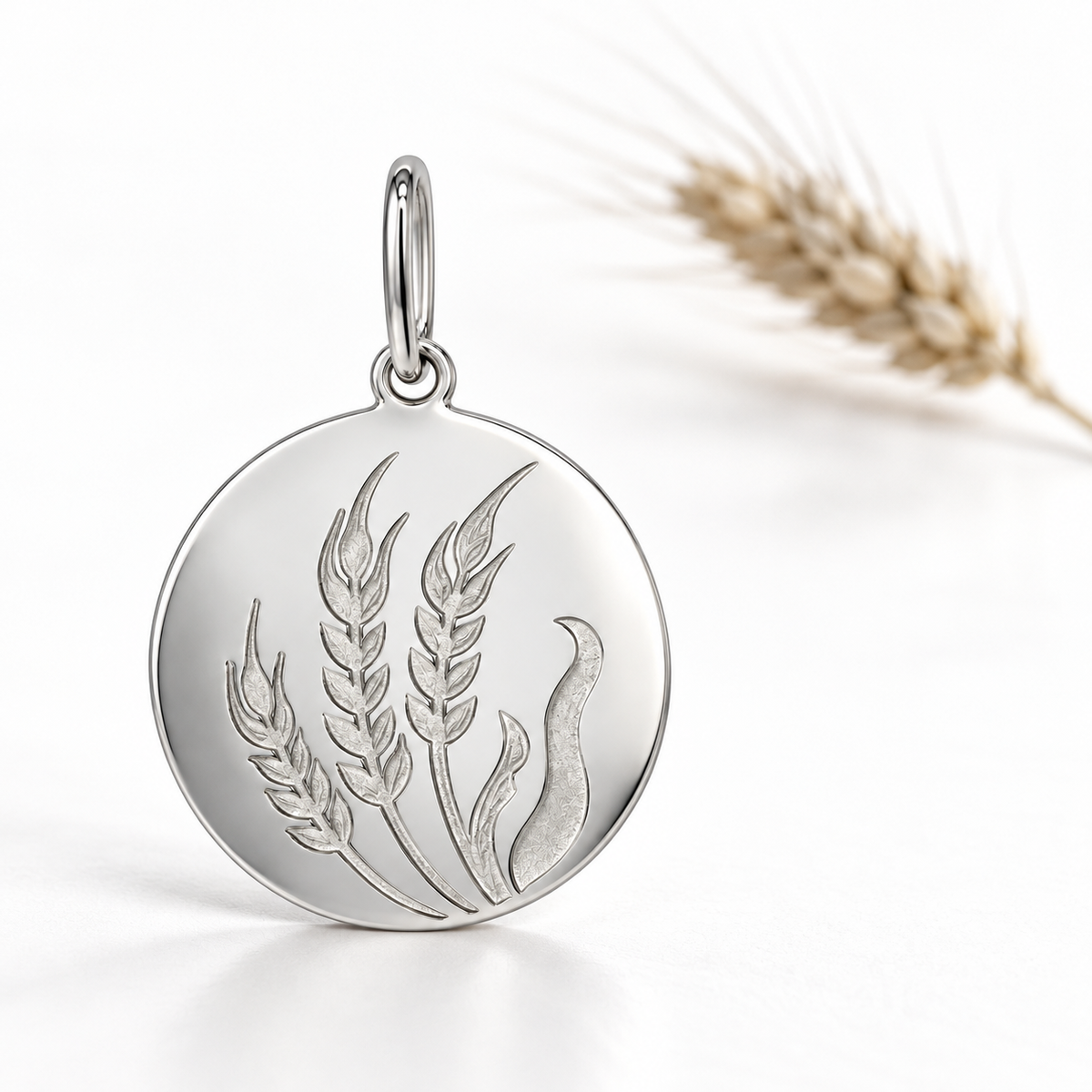 925 Sterling Silver Wheat Pendant| Срібний кулон Колосся|819