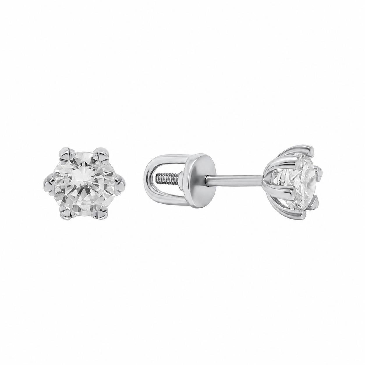 Sterling Silver Zircon Stud Earrings | Срібні сережки-пусети з цирконієм| 457